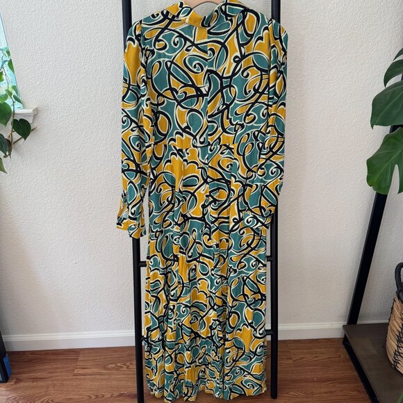 NWT Aab Collection Abstract Pattern Modest Long Sleeve Maxi Dress Size XXS - Picture 2 of 6